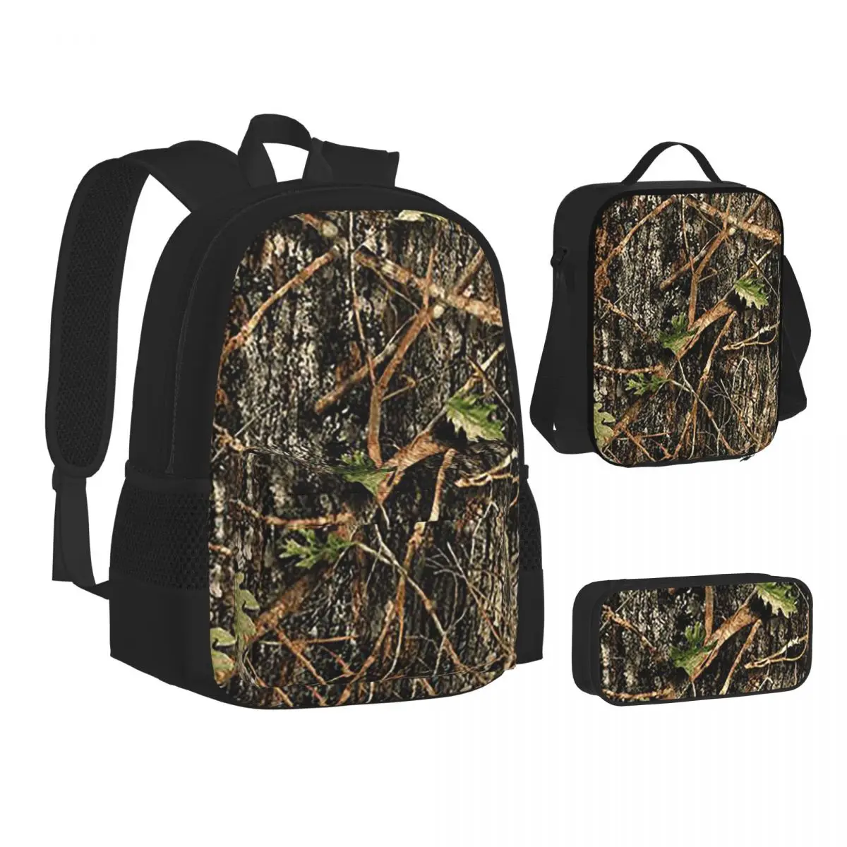 

Real Tree Camouflage Backpacks Boys Girls Bookbag Children School Bags Kids Rucksack Lunch Bag Pen Bag Three-Piece Set
