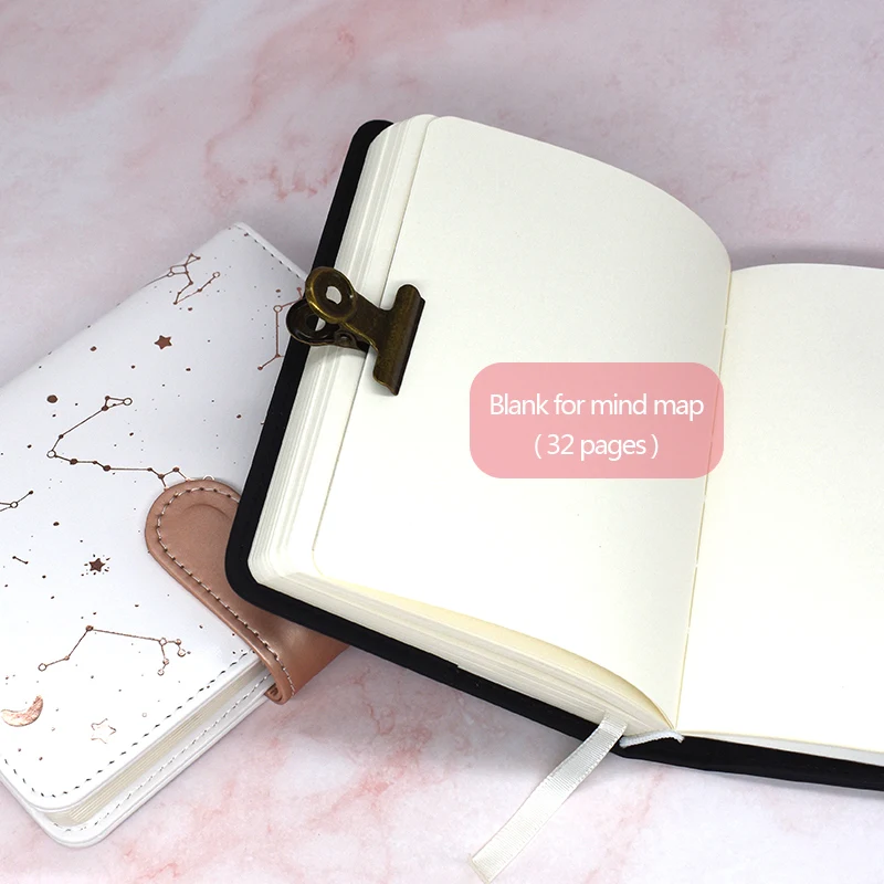 Constellation Cover Agenda Planner Notebook Undated Starry Sky A6 Soft PU Leather Small Diary Full Year Undated Daily&Monthly