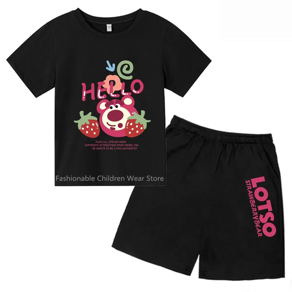 

Модная уличная игра: новый дизайн 2024 года, футболка и шорты с клубничным медведем | Хлопковый кайд, повседневная одежда
