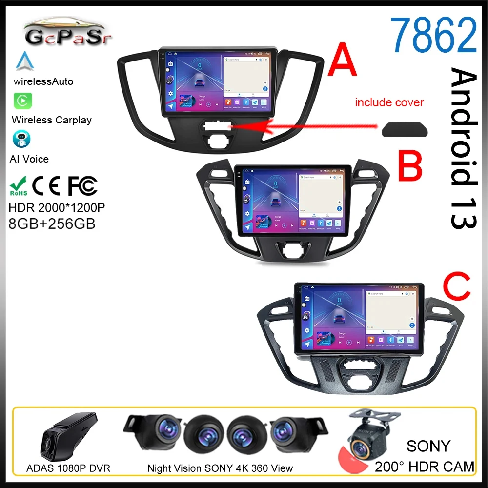 Car Radio For Ford Transit Tourneo Custom 2013-2021 Android Multimedia Carplay Auto Video Player Navigation GPS NO 2din Stereo