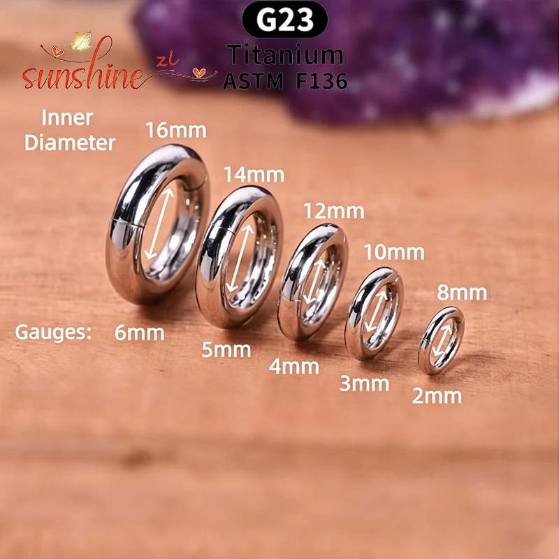 ASTM F136 Titan Großkaliber 4G 6G 8G 10G Einzelner Klappsegment-Creolenring Spiegel Septum Nasenpiercing Anodisiertes Körperpiercing – Detail 6