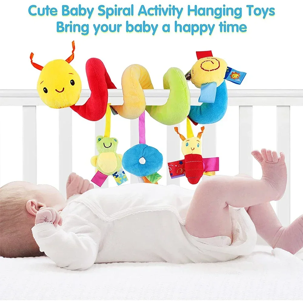 Baby Crib Hanging Rattles Toys Car Seat Toy Soft Mobiles Stroller Crib Cot Spiral Toy Pram Hanging Dolls for Babies Newborn Gift