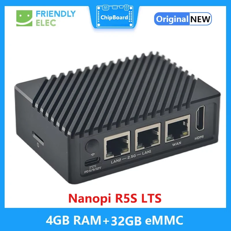 Nanopi R5S Router RK3568 Placa de desarrollo OpenWRT A55 HDMI2.0 2,5G puerto de red Gigabit