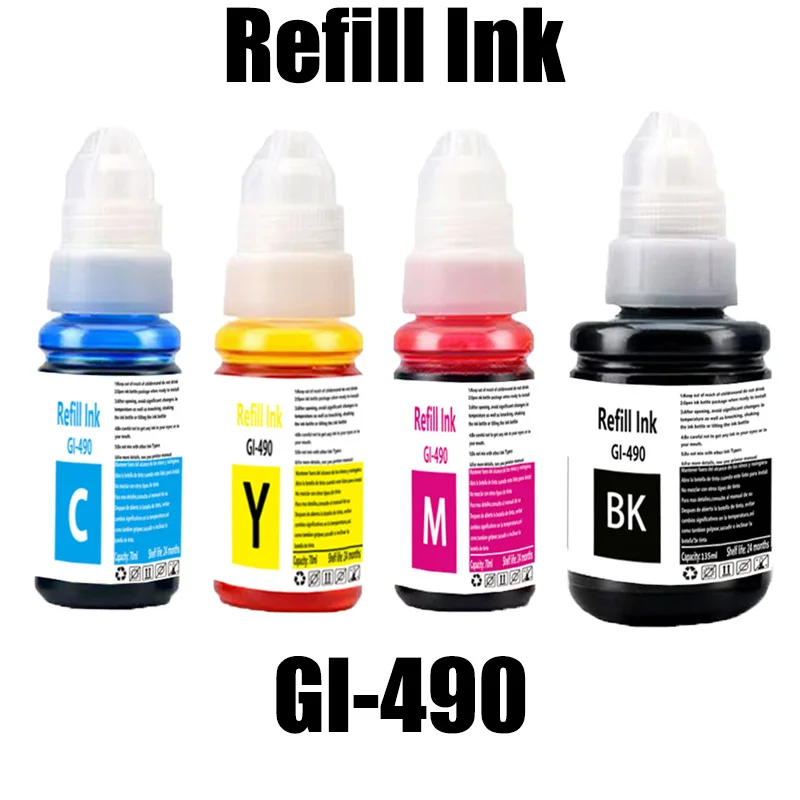 GI-490 Nachfülltinten-Kit, kompatibel mit Canon Pixma G1400 G2400 G3400 G1000 G2000 G3000 G4411 G4410 Tankdrucker-Tinte