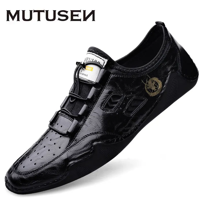 Leather Sneakers for Men 2022 Low Cut Mens Spring Shoes Mens Slip-ons Loafers White Sneakers Men Leather Moccasins