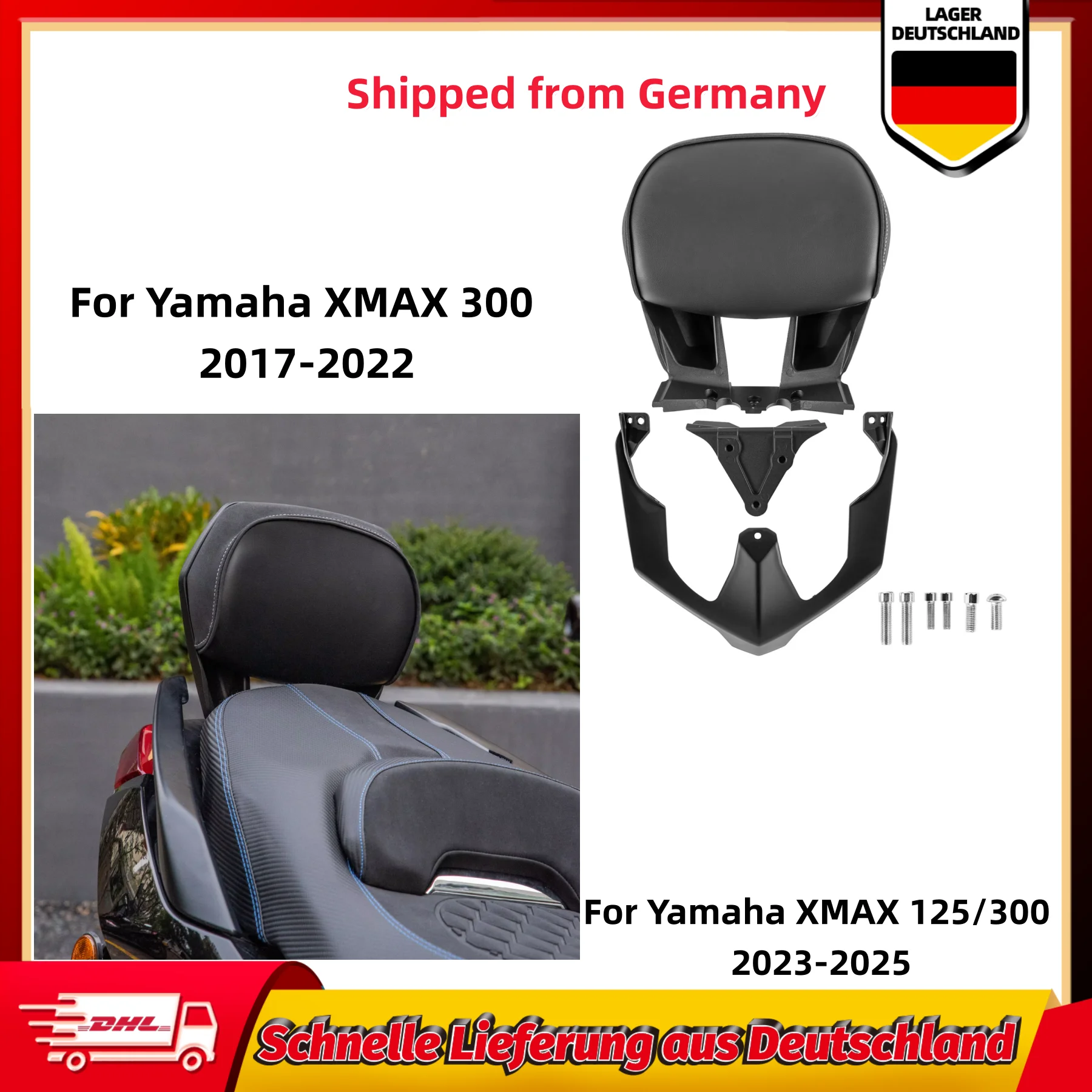 الدراجات النارية ل XMAX300 XMAX125 مسند الظهر الخلفي بيلايون مقعد الركاب قوس لياماها X-MAX XMAX 2025 2017 125 300 اكسسوارات #1