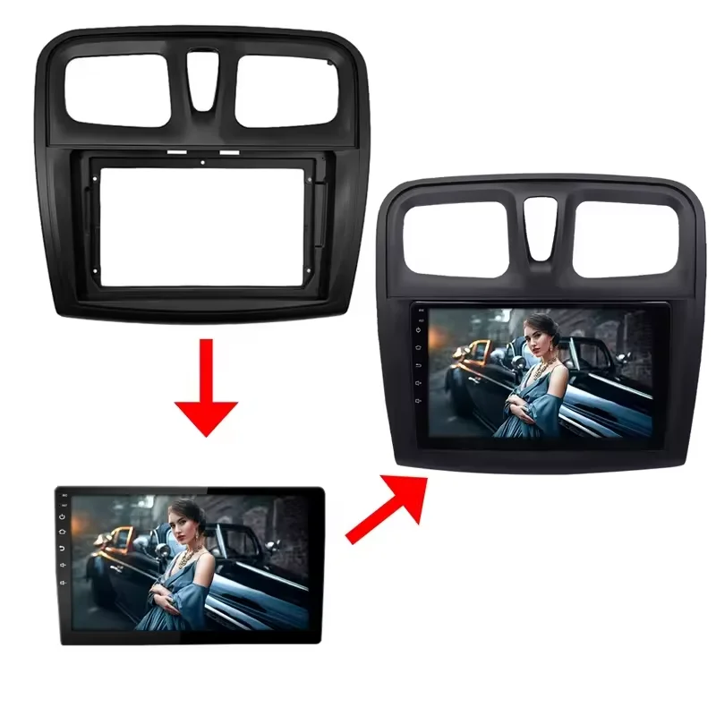 2 Din 9 Inch Car Radio Fascias for RENAULT Sandero Symbol Logan 2014+ Dashboard Frame Installation DVD Gps Mp5 Multimedia Player