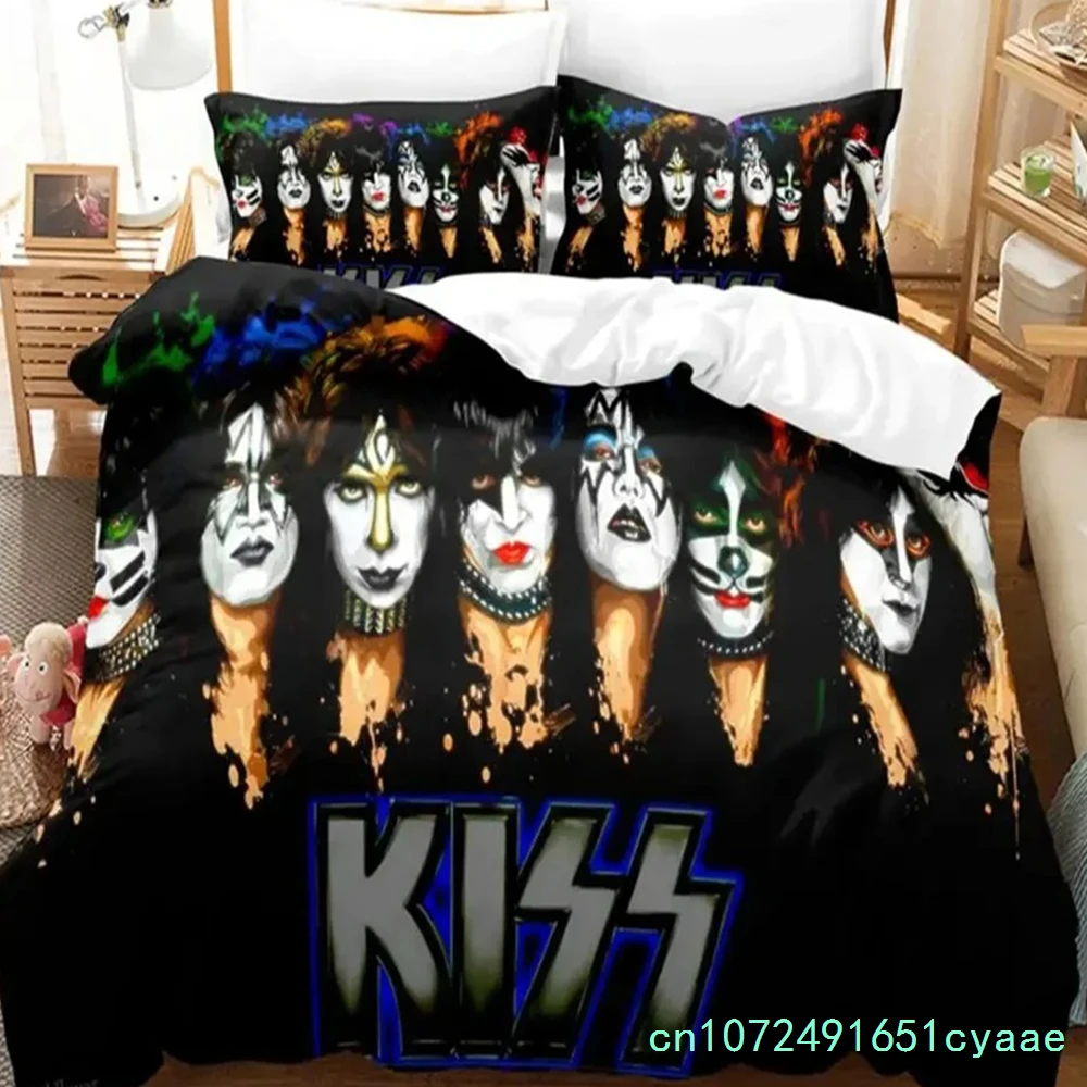Immagine 5: Set di Biancheria da Letto Kiss Band, Copripiumino Singolo Rock Band, Misure Doppia, Queen, King, Twin per Ragazzi e Adulti, Set Copripiumino Morbido, Idea Regalo