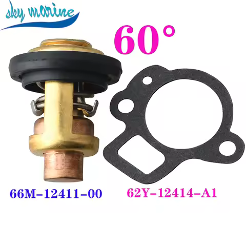 Thermostat 66M-12411-00 6G8-12411 and Gasket 62Y-12411-A1 for YAMAHA 4 stroke 2.5HP 4HP 8HP 15HP 30HP 40HP 50HP 60HP 70HP 80HP