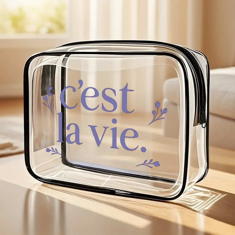 

Toiletry Bag C'Est La Vie Clear Zipper Pouch French Quote Minimalist Makeup Bag Transparent Travel Toiletry Case Gift For Women