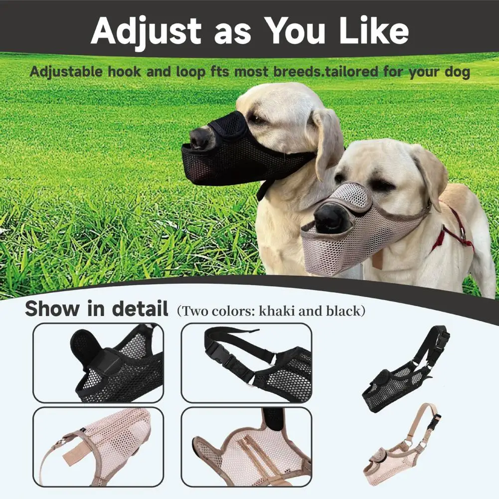 Mesh Dog Muzzle Adjustable Breathable Dog Muzzle for Small Medium Dogs Soft Mesh Anti-biting Chewing for Barking for Grooming