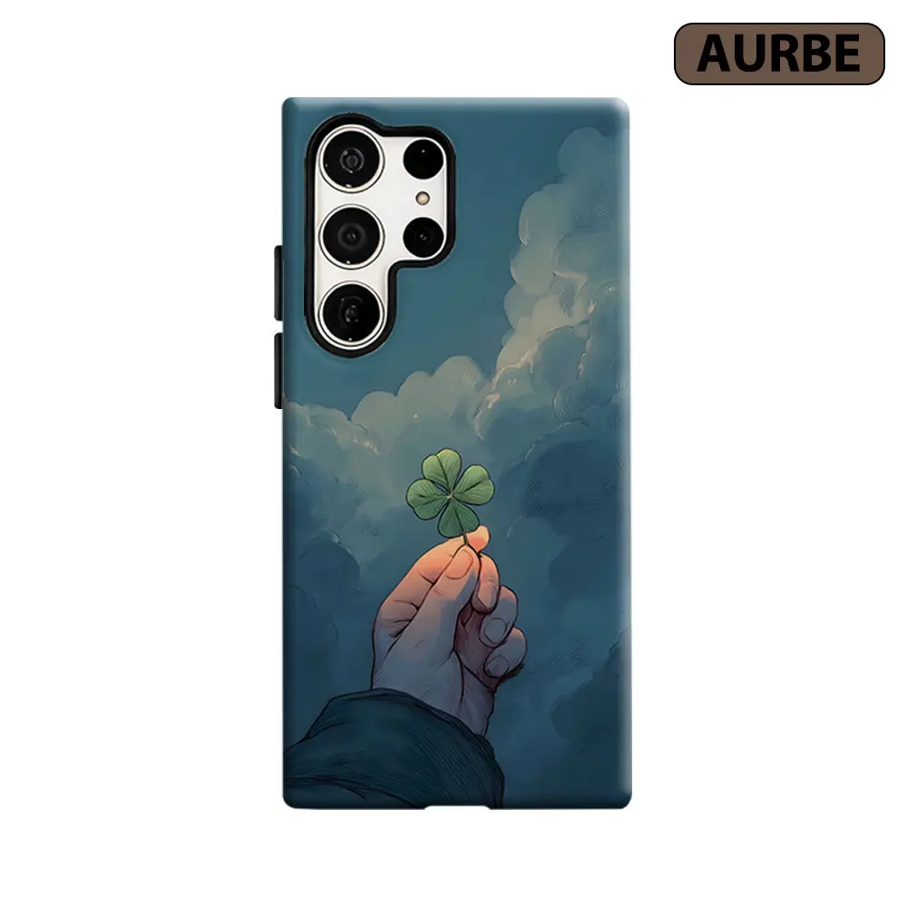 hand clover leaf sky Phone Case For Samsung Galaxy S26 S25 S24 S23 Ultra Plus HD Hard Double Layer Film Cover
