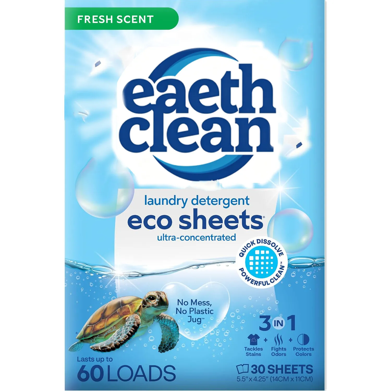 30PCS Laundry Detergent Sheets Fresh Scent Eco Liquidless Soap Travel-Friendly Cycles Tackles Tough Stains Odors Gentle on Skin