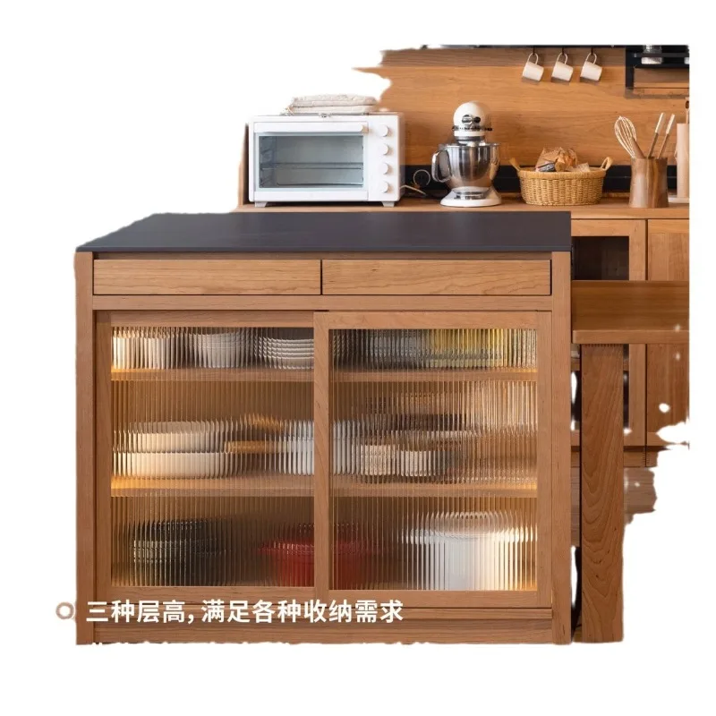 Japanese-style all-solid wood slate Shimadai cherry wood, restaurant storage cabinet