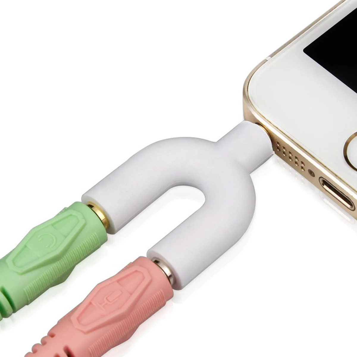 

Earphone Splitter U Shape 3.5mm Stereo Audio Jack Headphone 2 Way Splitter Adapter Converter White for Sharing Music Connecting