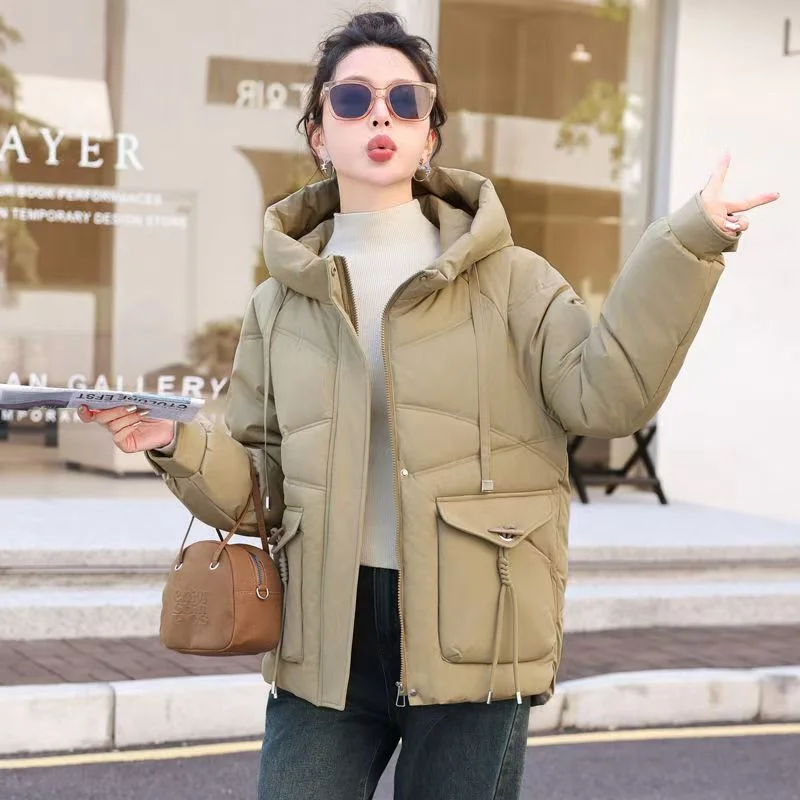 Korean Fashion Hooded Cotton-padded Winter Short 2024 In New Cotton-padded Jacket Coat Thickened Loose Thin Cotton-padded Jacket