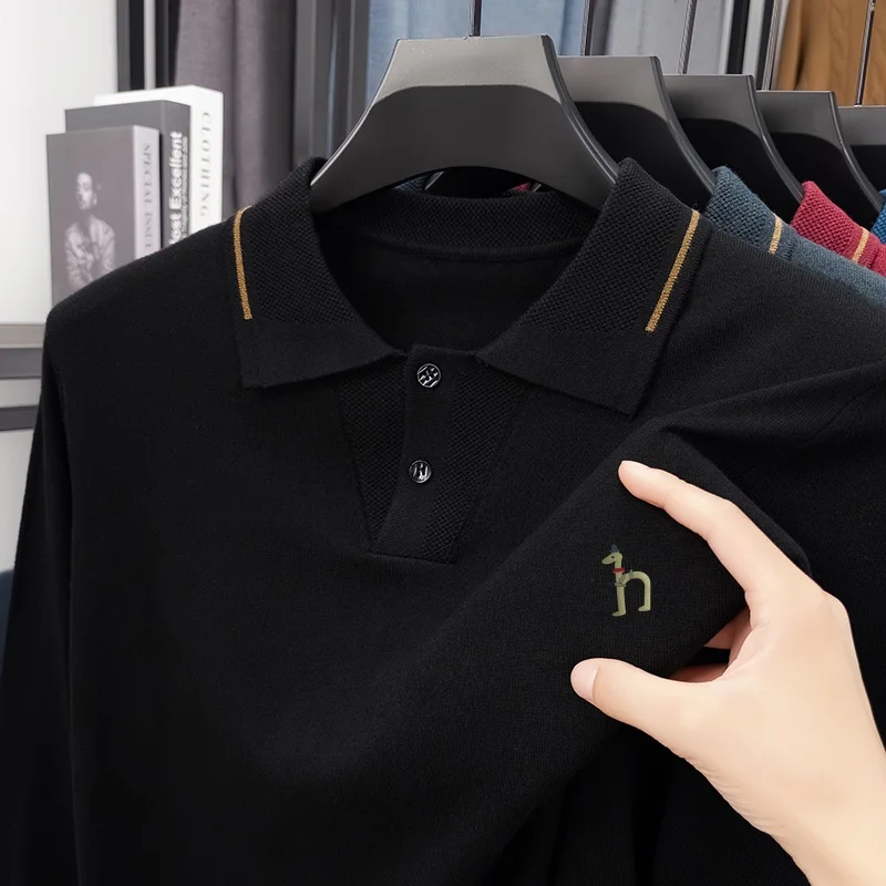 حار بيع عالية الجودة الرجال محبوك البلوزات الوافدين الجدد لينة مطاطا الكلب طباعة التلبيب البلوز الشتاء الأعمال الرجالية #5