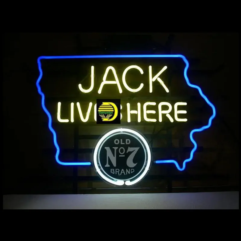 

Neon Sign Jack lives Neon Signs Here Glass Tube Neon Painted board Room decor home Handcrafted lamps Art Light up Night Light