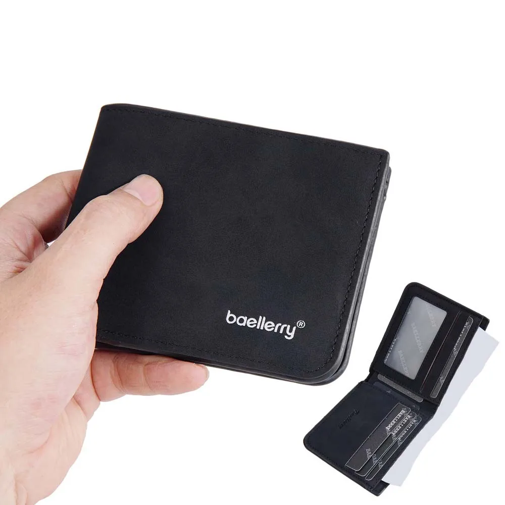 

PU Leather Men's Short Wallet Solid Color Multifunction Male PU Leather Purse Credit Card Case Horizontal Open-ended
