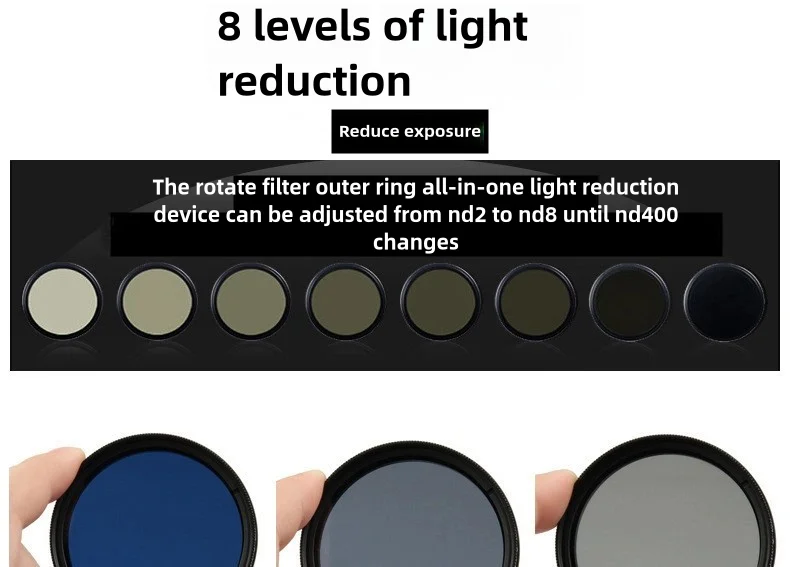 Adjustable ND Filter ,Dimmer Fader Variable, ND2 to ND400 Neutral Density nd filtro For Photography SLR DSLR Camera Lens 37-82mm