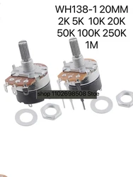 1 Stuks WH138-1 Verstelbare Weerstand Snelheidsregelaar Met Schakelaar Potentiometer Lengte 20Mm B 5K B 10K B 20K B 50K B 100K B 250K B 500K B