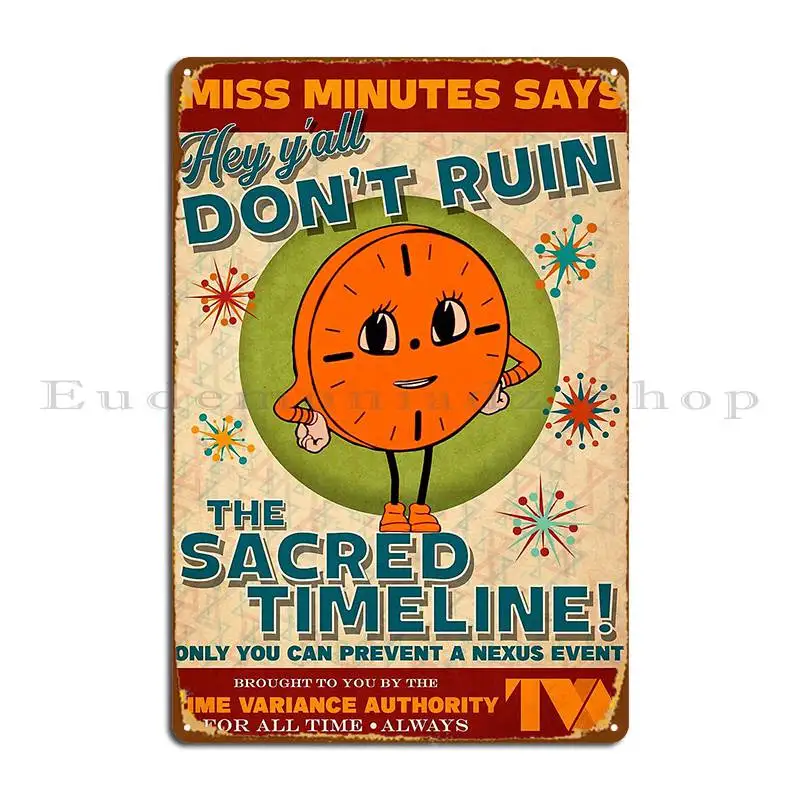 Miss Minutes Tva Retro Propaganda Artwork Metal Plaque Poster Designing Kitchen Designing Designing Club Tin Sign Poster