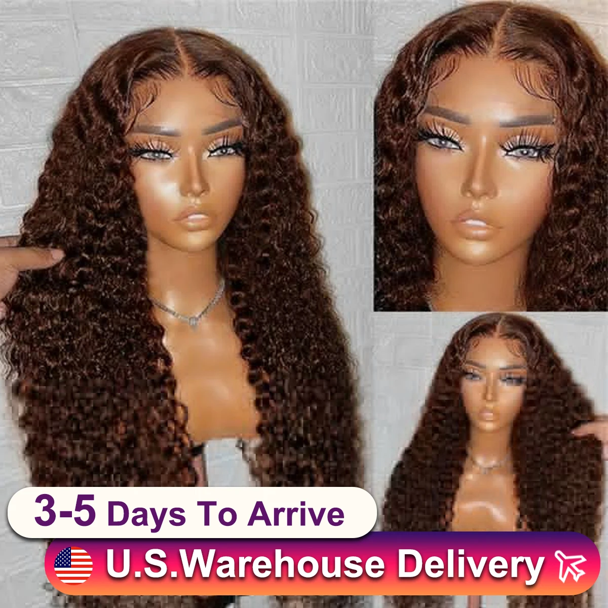 Brown Deep Wave Frontal Wig 13x6 HD Lace Frontal Wig For Women Brazilian 30 40 Inch Water Wave Curly Lace Front Human Hair Wigs