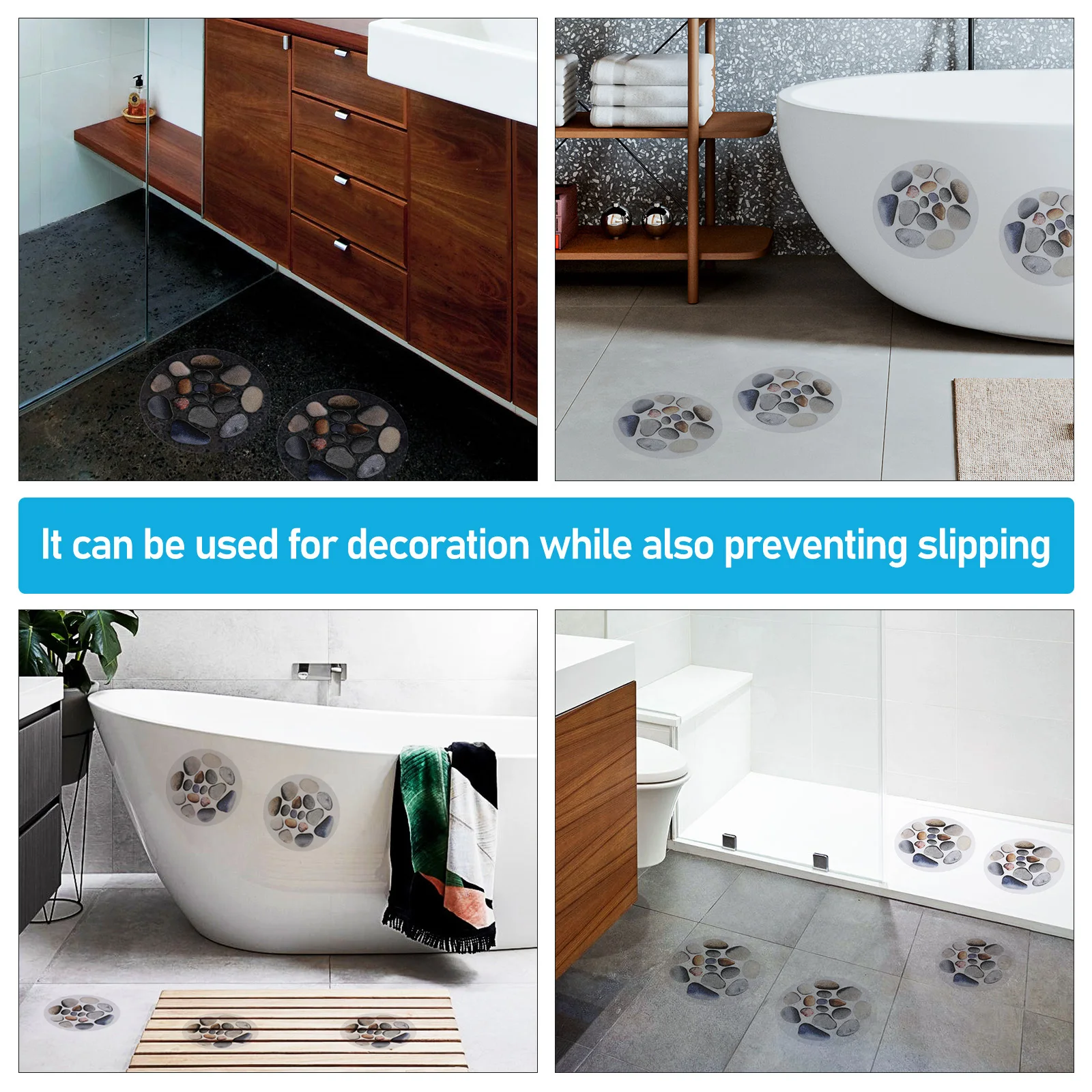 

12 Sheets Anti Slip Stone Bathtub Stickers Adhesive Non Slip Decals for Shower Tub Bathroom Floor Bathtub Stickers