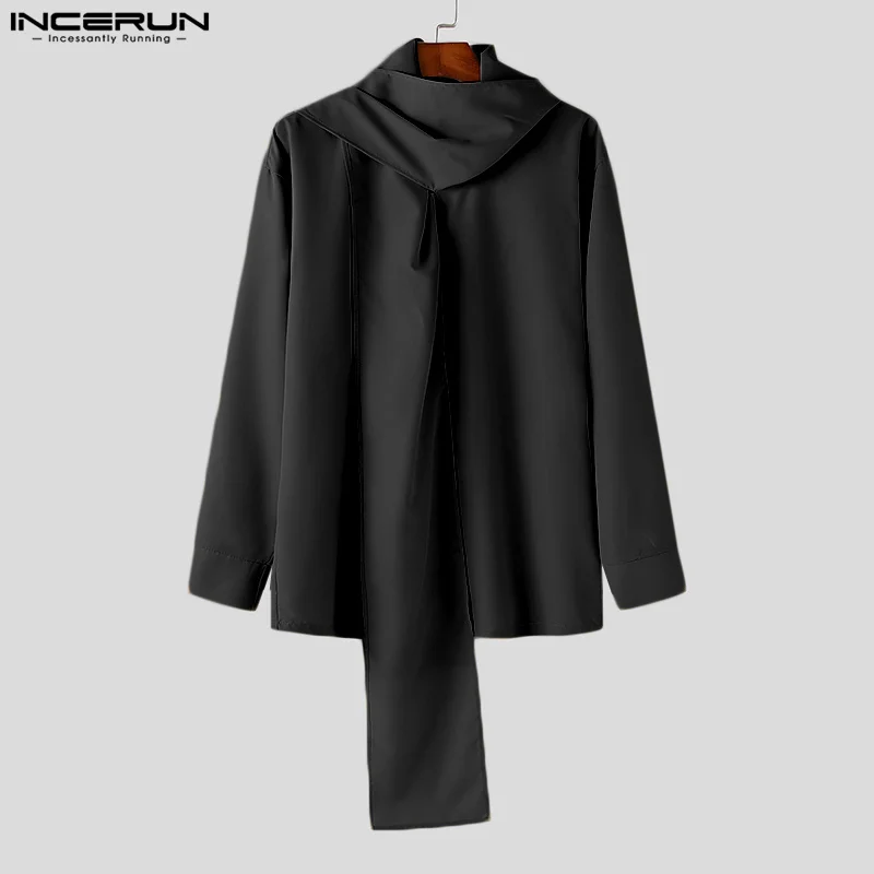 INCERUN Men Irregular Shirt Solid Color Long Sleeve Casual Men Clothing Streetwear 2024 Loose Korean Style Fashion Shirts S-5XL