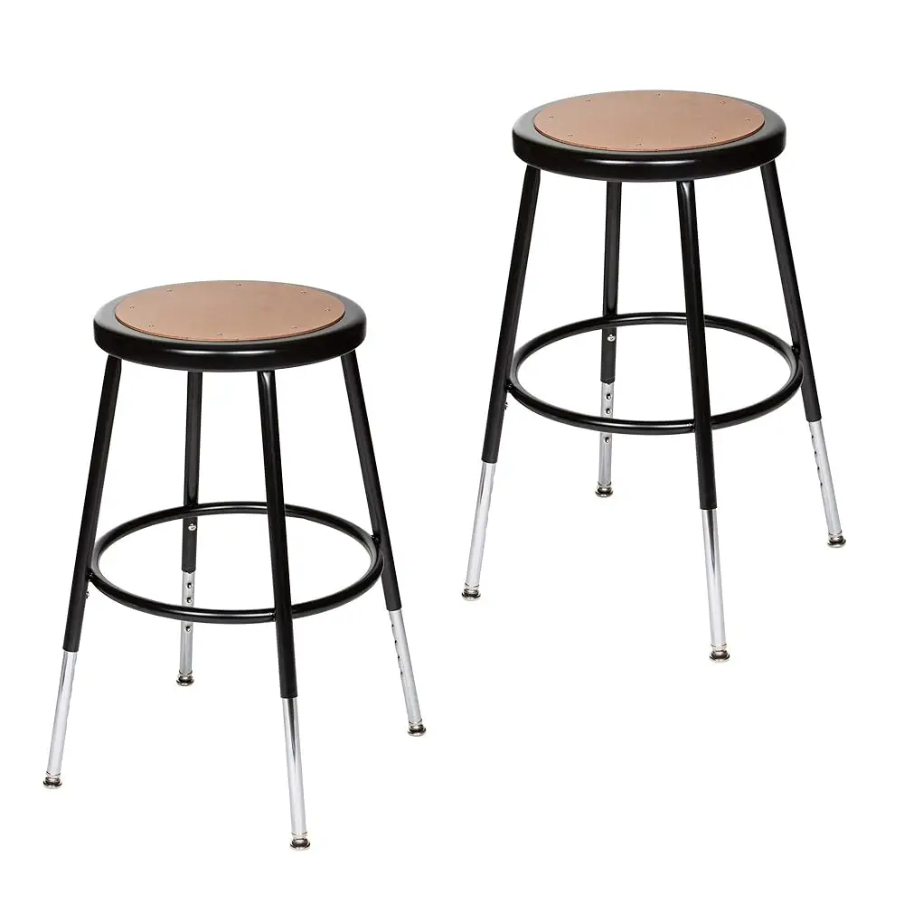 

(2 Pa Height Adjustable Steel Stools, Black, 19-27""