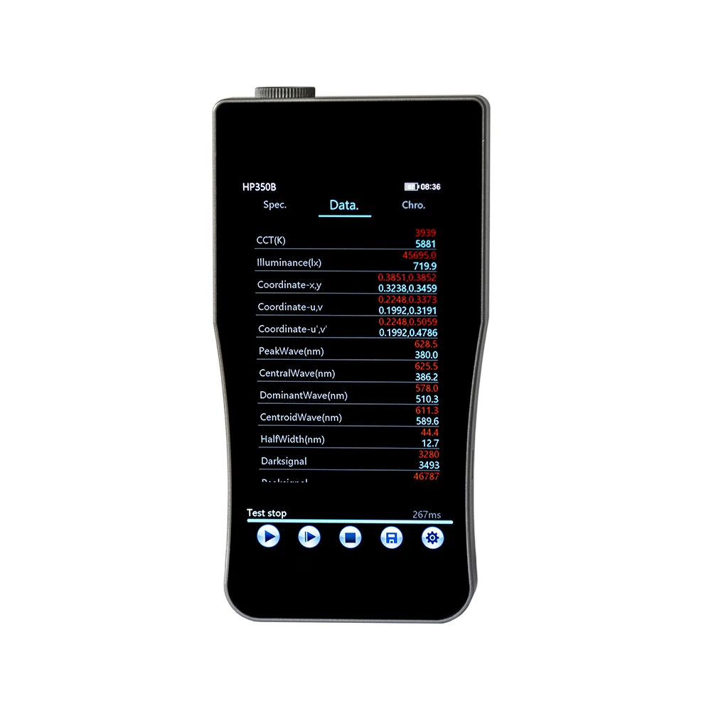 HP350B Handheld Blue Light Spectroscopic Instruments Spectral Illuminance Meter Spectrometer 5' HD IPS LCD Display 0.5nm CCT