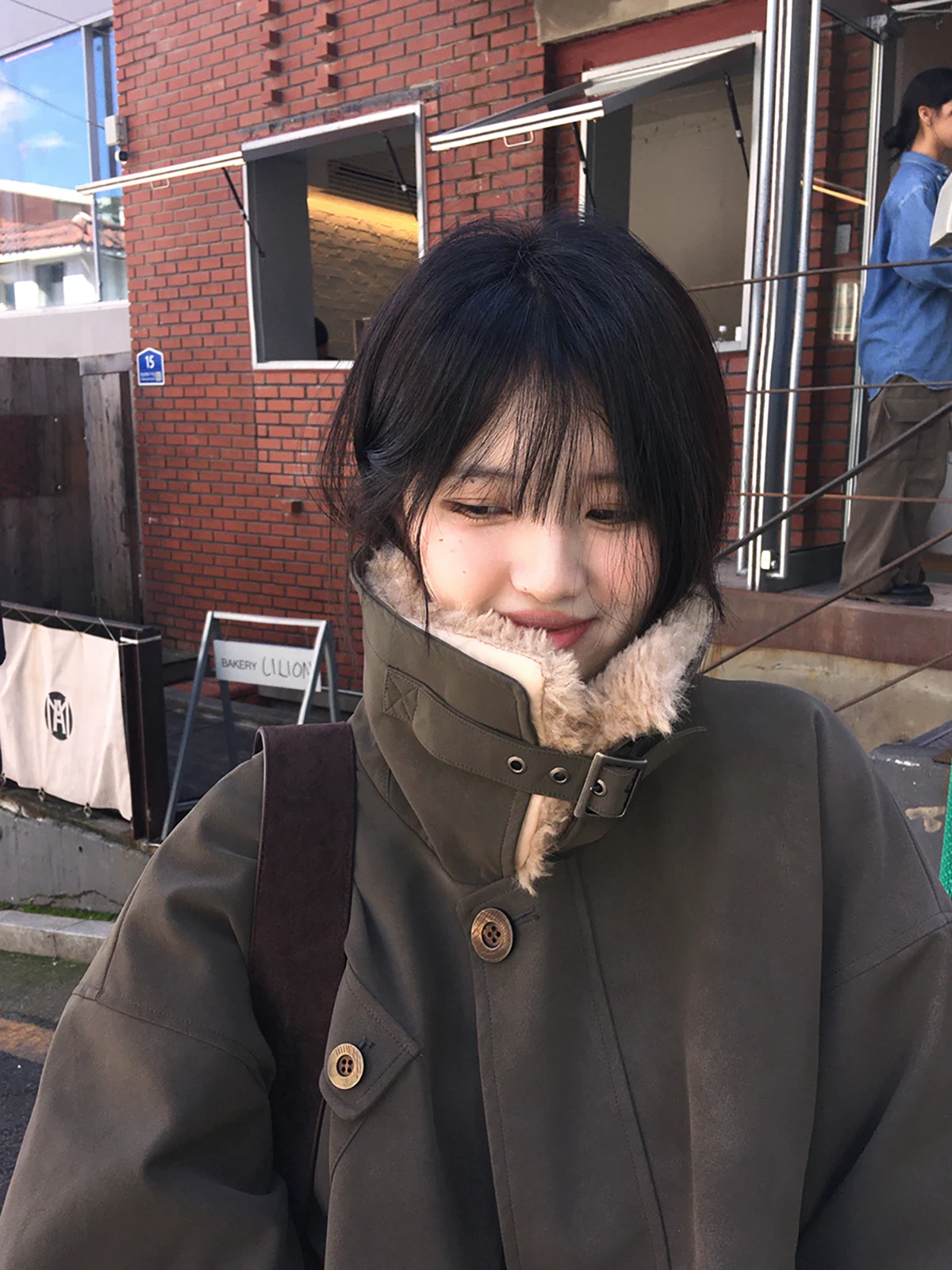 

Mere Matte Vintage Loose Fit Jaet Detachable Fur Collar Cotton Coat Autumn Winter Lazy Sle Outerwear Ladies Faion