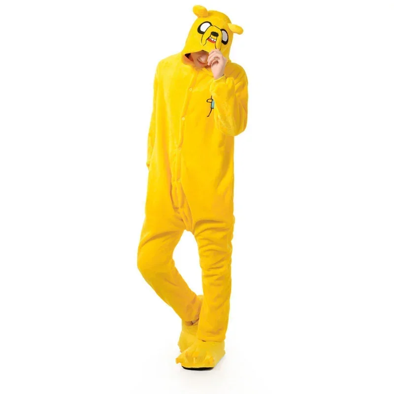 Jake onesie kigurumis yellow dog pajama women adult soft warm sleepwear festival party outfit winter funny cartoon jumpsuit