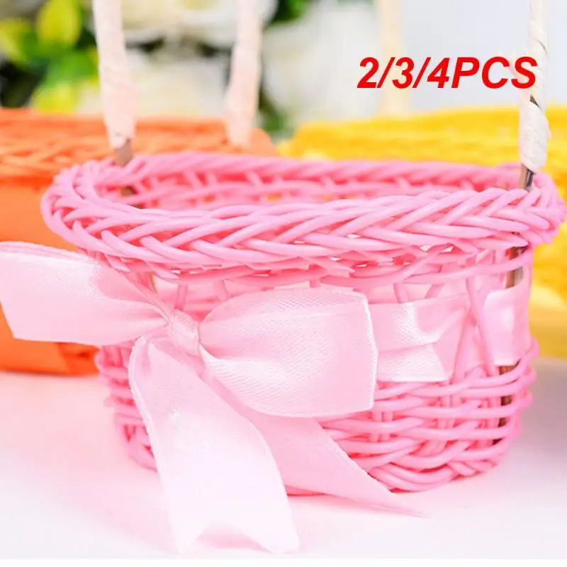 2/3/4PCS Portable Basket Durable Adopt High-quality Plastic Rattan Material Knit Household Flower Basket Handwork