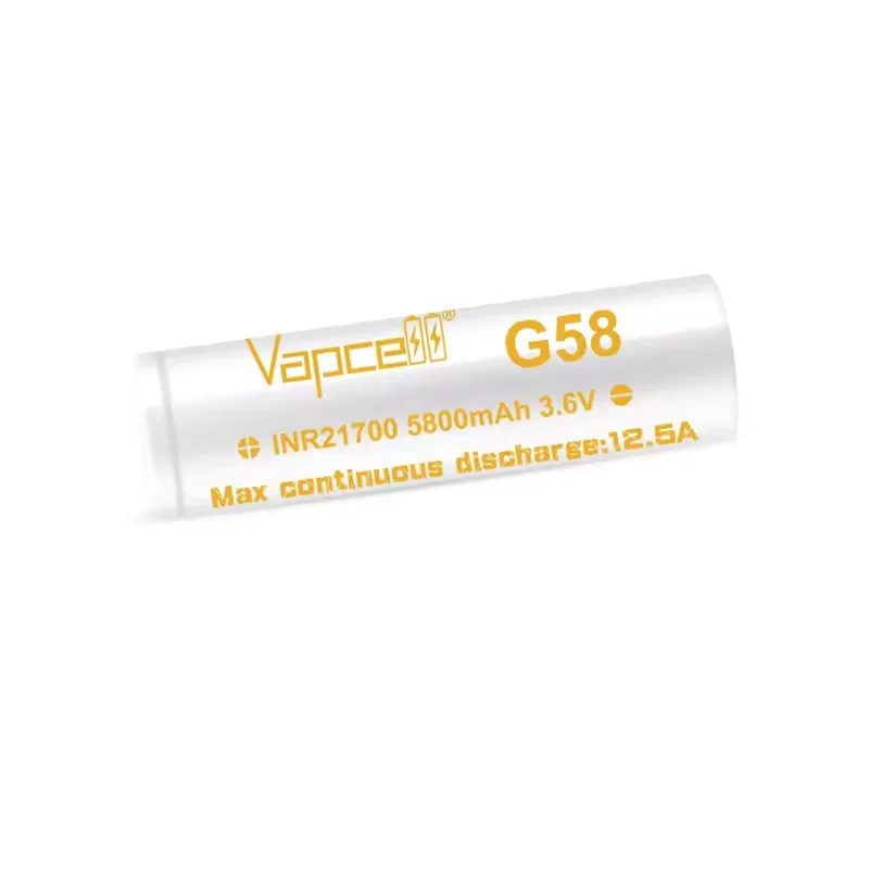 High-capacity Vapcell  INR 21700 Battery 5800mah 100% Original G58 12.5A 3.6V Rechargeable Battery For VapeMod Flashlight Toys