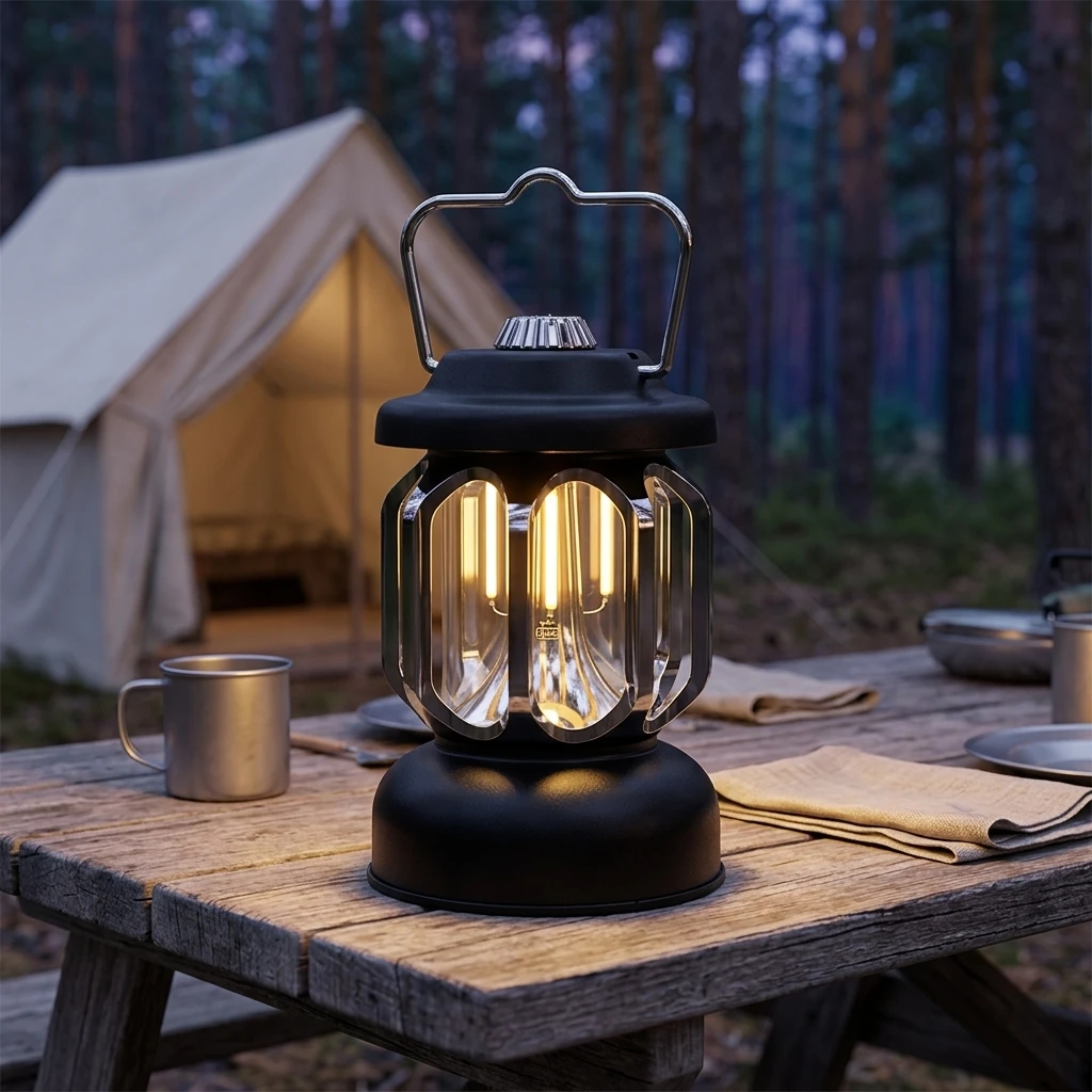 Vintage Lantern USB Rechargeable Outdoor Camping Light With Stepless Dimming And Long Battery Life Ideal For Backyard Parties