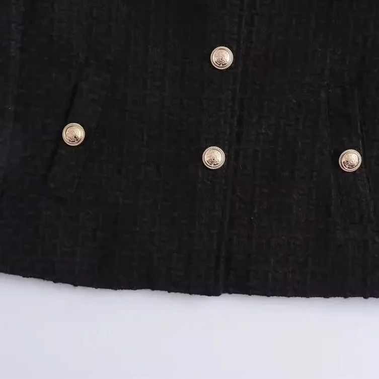 Fall 2025 New Sle Women's Faion ort round Ne Jaet Outerwear Little Bla Dr Wind Loose Fit Long Sve Button up