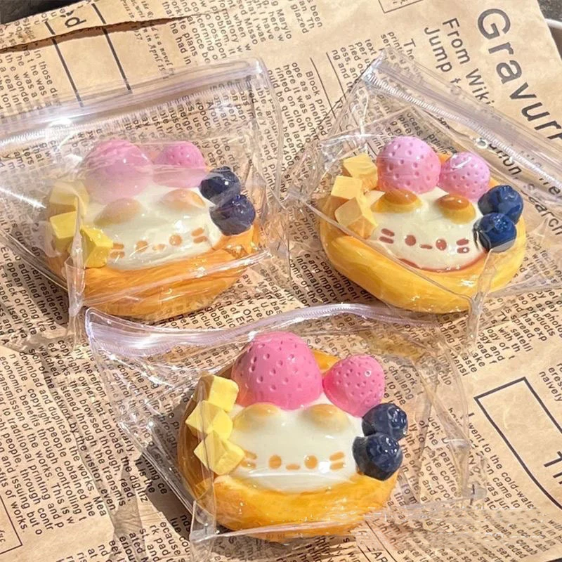 New-Red  Strawberry Egg Tart Strawberry Cream Bar Soft Stress Relief Toy Sensory Toy For Kids Adults Anxiety Relaxation