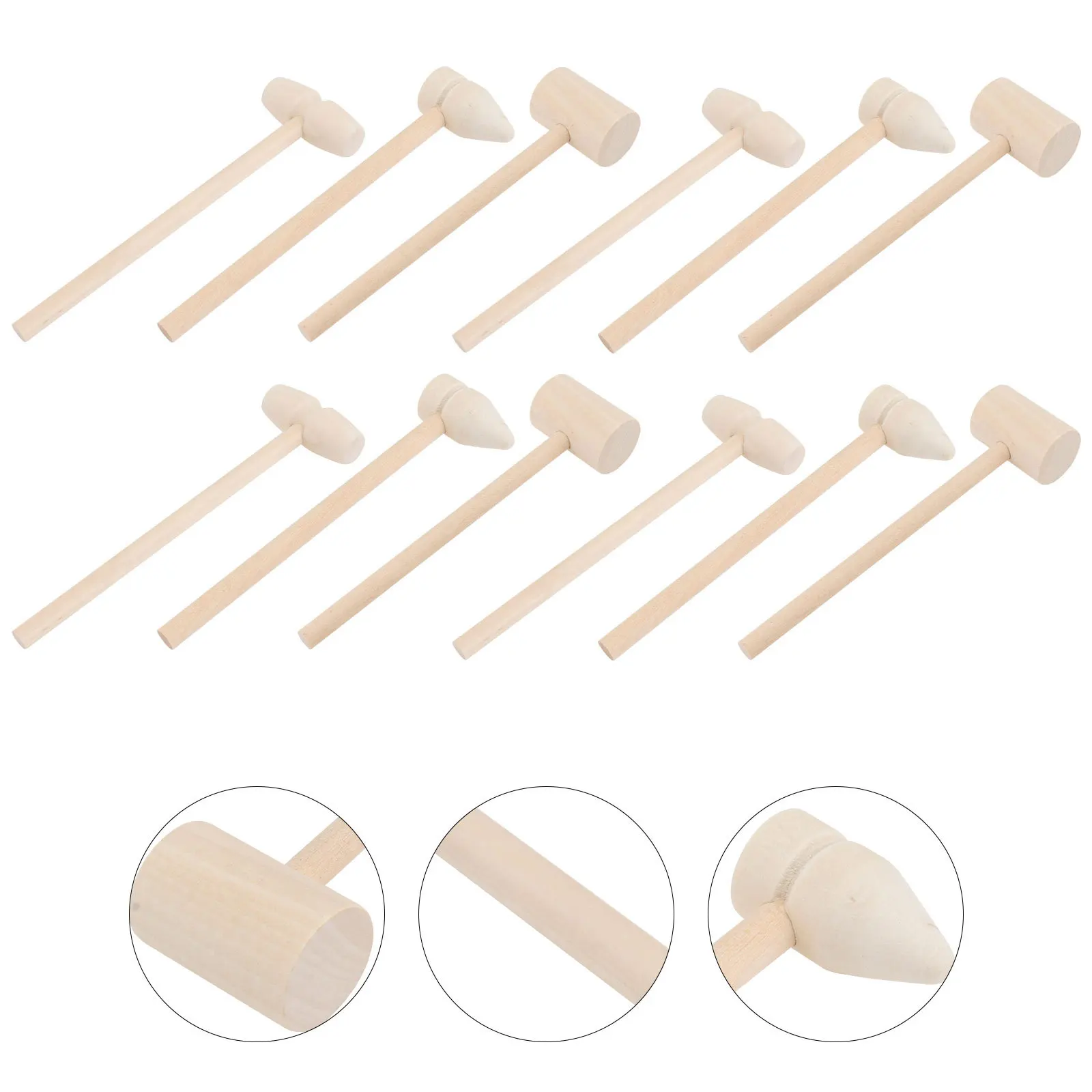 12 Peças Martelo de Madeira Infantil Mini Martelo de Bater para Crianças, Ferramenta Educacional para Treinamento de Coordenação Mão-Olho, Martelo de Madeira