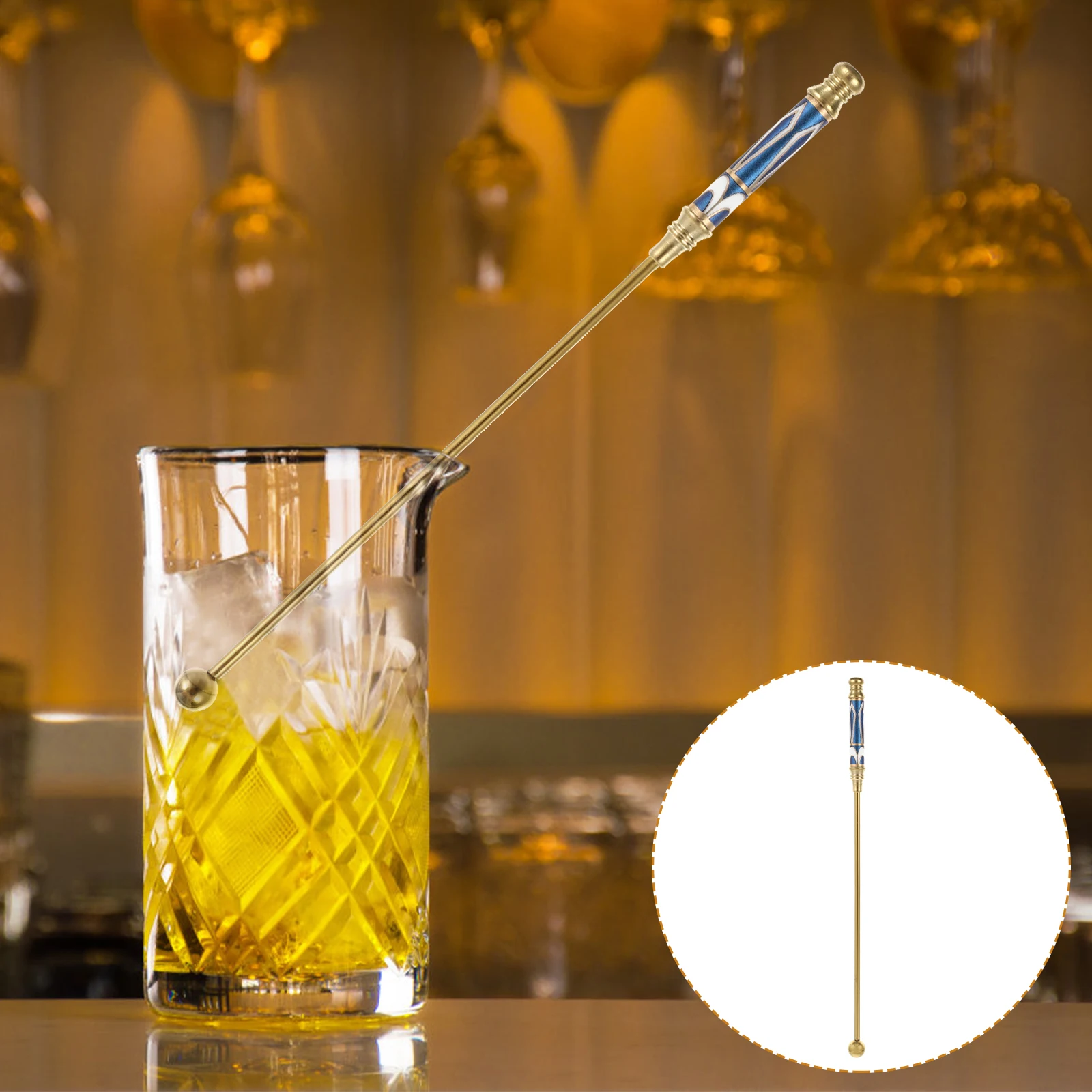 

Stainless Stirrer Martini Sticks Beverage Stirring Rod Milk Tea Spoon Blue Reusable Easy Clean Durability For