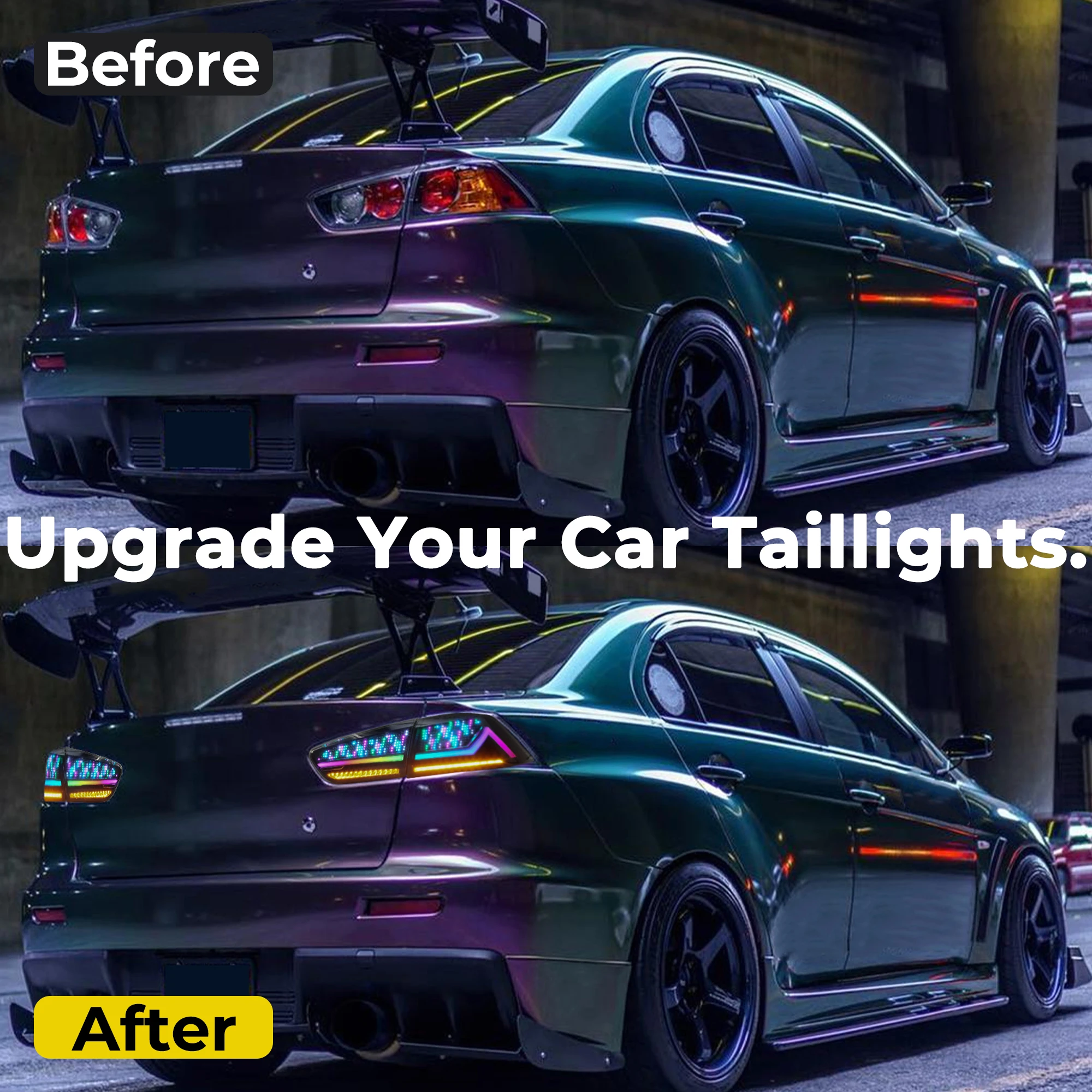 

For Mitsubishi Lancer Ex Evo JDM 2008-2018 Auto Parts Factory Wholesale Car Modified Digital RGB Rear Tail Lamp Led Tail Lights