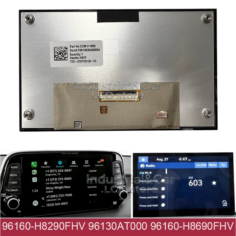Replacement LCD Display Touch Screen For Hyundai Solaris 2 2017- 2023 96160H5400TT6 96160-H8690FHV 96130AT000 96160-H8290FHV