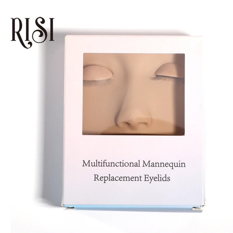 RISI Professional Mannequin Eyelash Extension With Eyelid Professional Practice Eyelash Mannequin Head For Eyelash Extension