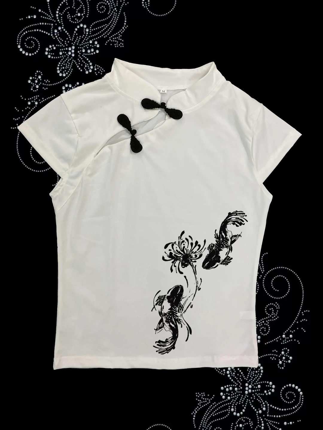 Harajuku Aesthetics Fashion Printing Top New Chinese Style Slanted Buckle Slim Versatile Classic Short Sleeved T-shirt For Women