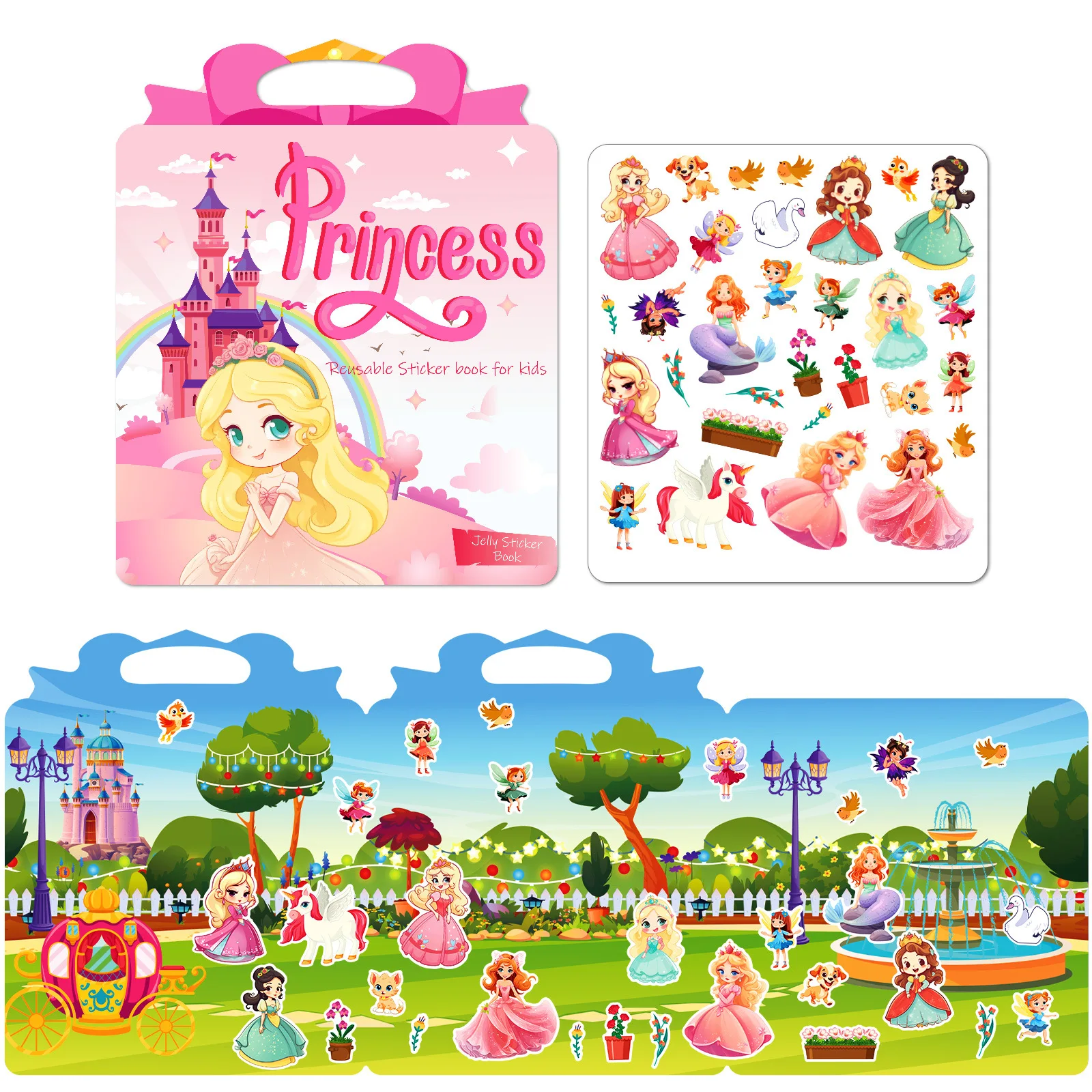 Bview Art Reusable Sensory Sticker Book for Kids, Rainbow Holographic Design, Quiet Early Learning Educational Toy