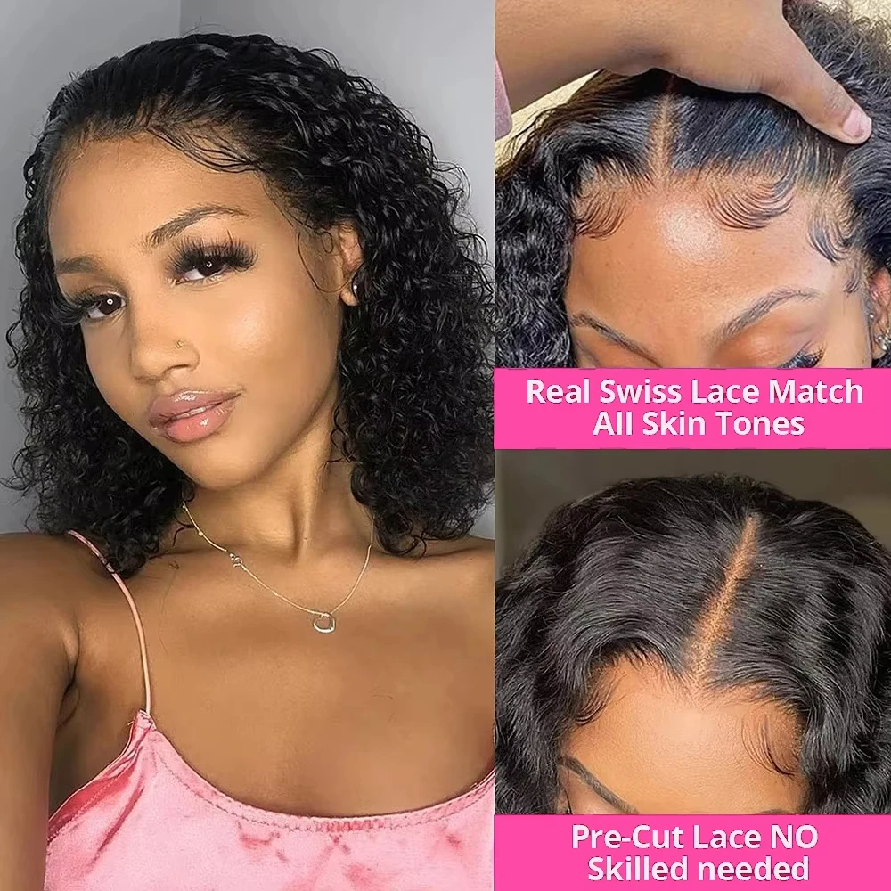 Bob Wig Human Hair 100% Short Bob Curly Lace Front Wig 13X6 Lace wig Deep Water Wave 5x5 Hd Lace Closure wig For Women Choice