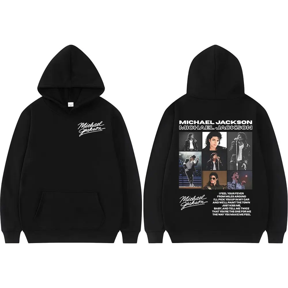King of Pop Michael Jackson Tour Retro Hoodies Men's Clothing Harajuku Hip Hop Style Sweatshirts Casual Cozy Oversized Pullovers