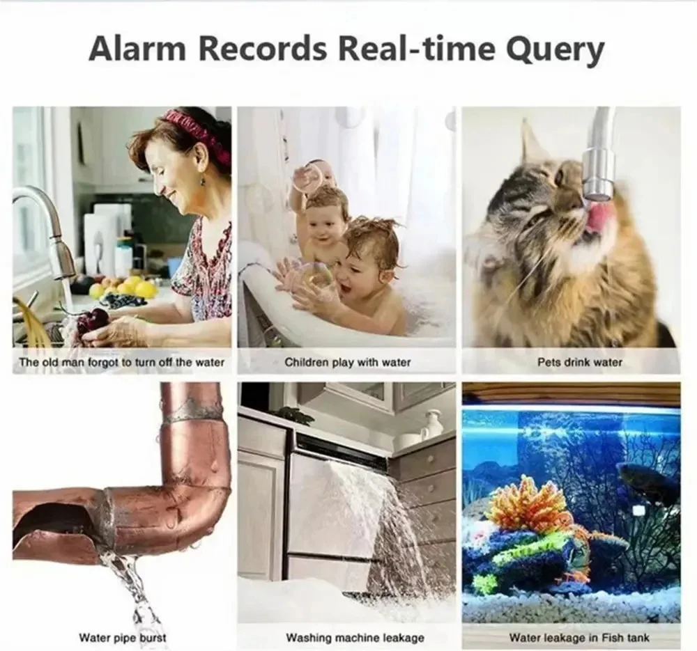 Tuya Smart WIFI Water Leakage Sensor Alarm Records Real-time Detector Flood APP Remote Control  Smart Life Security Protection