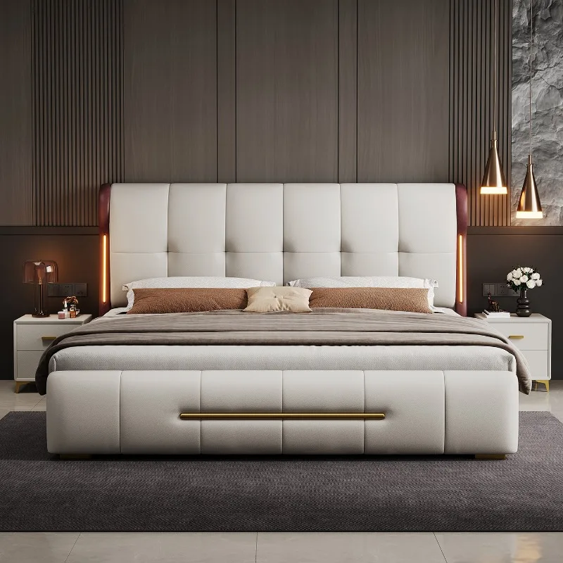 Nordic Minimalist Bed Frame Fancy Headboard Nightstands Bed Unique Luxury Camas De Casal De Luxo Bedroom Furniture Accessories