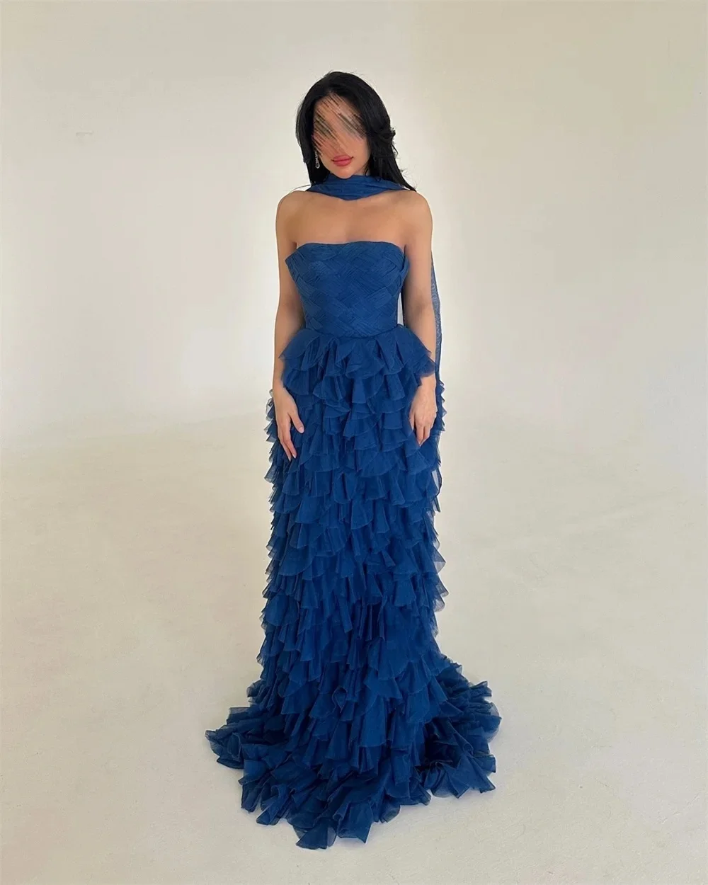 ブルー ストラップレス フォーマル ロング オーダーメイド オケージョン ガウン イブニング ドレス プロム パストロール ユニセックス ジャージー レトロ ドバイ サウジアラビア カスタマイズ
